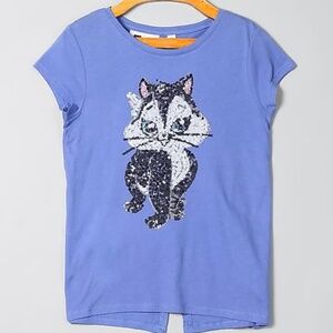 GAP Girls Purple Looney Tunes Sequin Slit Tee - Size 6-7 - Good Used Condition